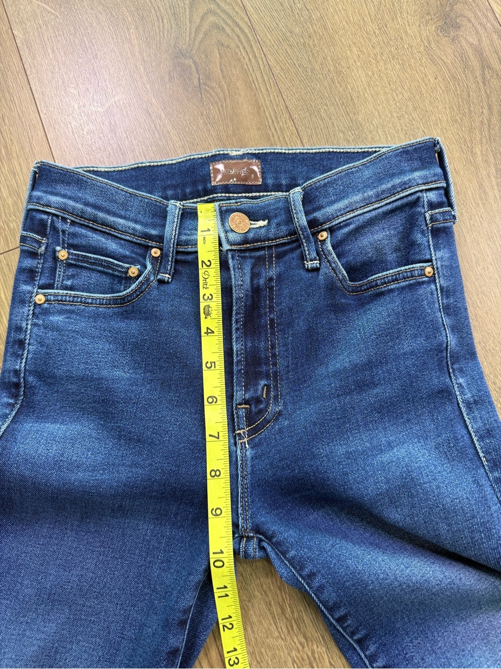 Mother Denim The Outsider Ankle Fray In Uncharted Waters Mid Rise Flare Size 24 - Picture 14 of 15